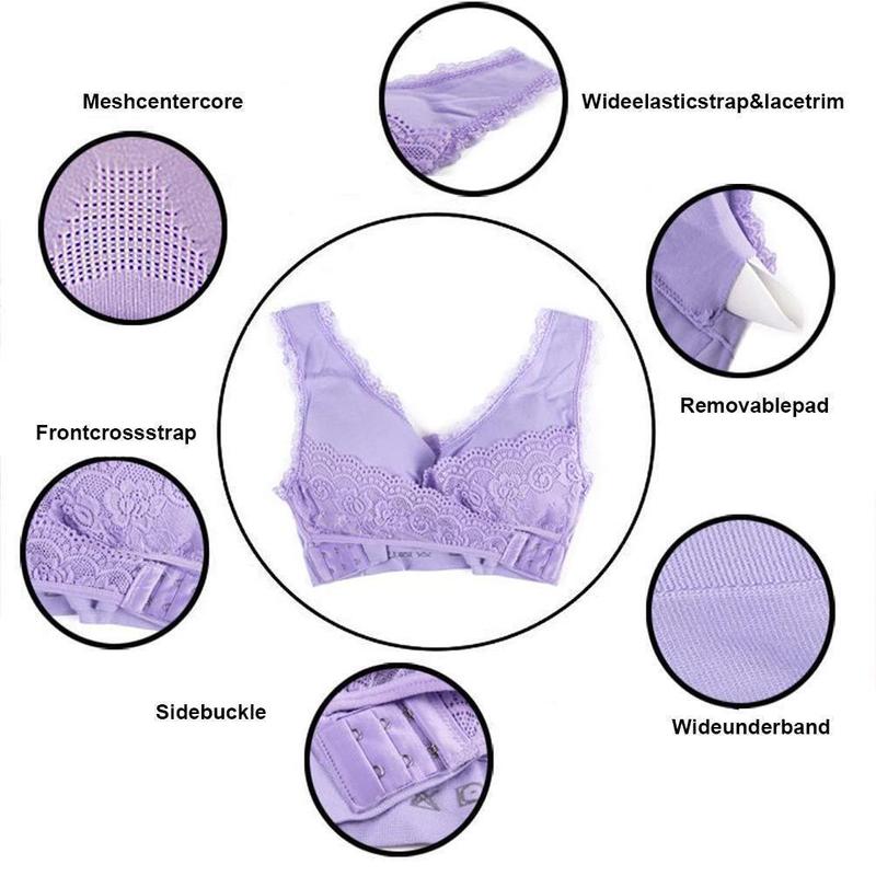 Sujetador de elevación de encaje con hebilla cruzada delantera inalámbrica - Imagen 2