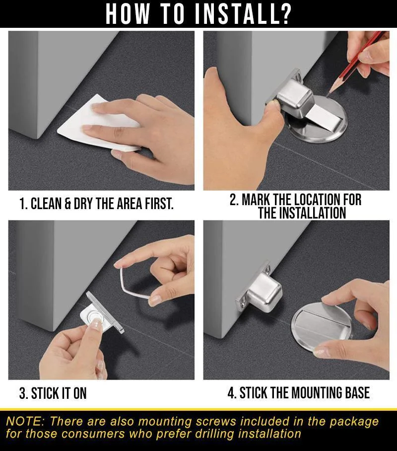Tope de puerta magnético invisible de aleación de zinc - Imagen 4