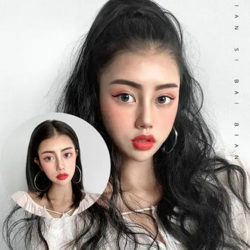 Cola de caballo con clip y lazo